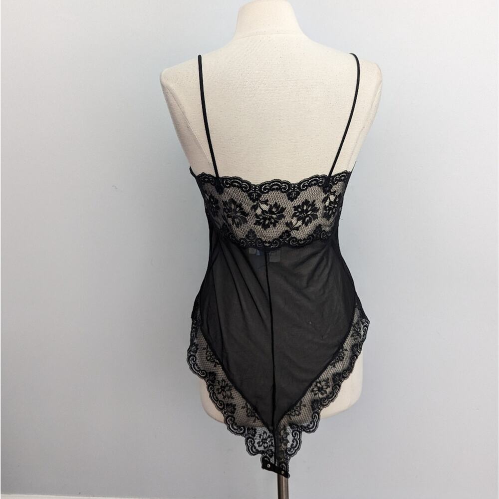 Vintage Lady Lynne Black Sheer Lace Bodysuit Medium Made in USA 1970s - Picture 7 of 10